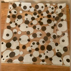 12” Art glass black & white polka dots / bubbles plate.